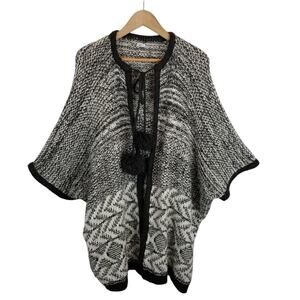 aerie Women's Oversized Cape Poncho Knot Open Front Cardigan Sweater One Size